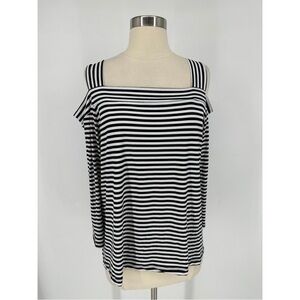 Chicos Striped Cold Shoulder Long Sleeve Top